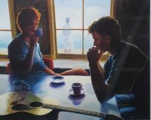 After Mark Killer  Paper giclee limited edition print  "Espresso by the Bay", 32/300, signed in