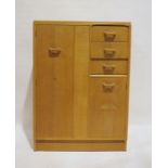 G-Plan Brandon range mid century modern tallboy with hanging space, three drawers and cupboard door,