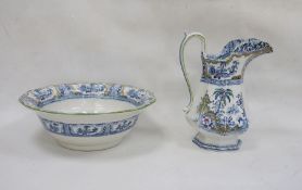 19th century Tunstall made for Heal & Son of London wash basin and jug with transfer-printed