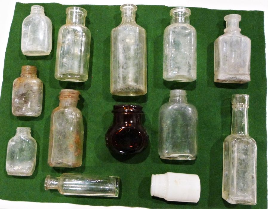 Quantity of mainly vintage glass bottles and ink bottles