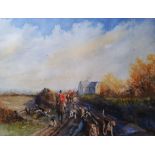 Dennis McGill  Watercolour "The Hunt Meet, Wickham, Hampshire", signed lower left, bears 'The