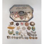Collection of costume jewellery, including Art Deco style paste necklaces and a lady's Election
