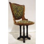 Victorian mahogany-framed chair, the carved top rail with ivorine label marked '3', with upholstered