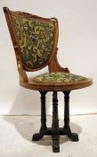 Victorian mahogany-framed chair, the carved top rail with ivorine label marked '3', with upholstered