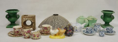 Collection of pottery and porcelain, including a G Clews & Co green ground Art Deco tea and coffee