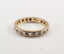 9ct yellow gold eternity ring set with 20 brilliant cut diamonds, finger size N