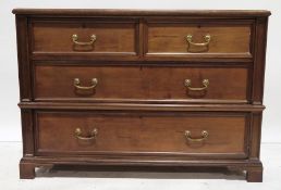 19th century mahogany chest of two short over two long drawers, with moulded pilasters, on bracket