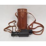 Aitchison, London, "The Imperial" monocular black japanned metal sight, No.27519, 8x in leather