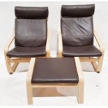 Two Ikea armchairs with footstool (3)