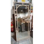 Modern mirror with moulded frame, arched central plate, 70cm x 164cm