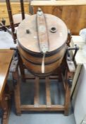 Waide & Sons Ltd no 4 19th century oak butter churn on stand 129 cm high