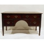 George III-style mahogany sideboard, the rectangular top with carved and moulded edge above two