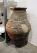 Large Julfar Ware (U.A.E., Ras Al-Khaimah) pottery amphora vase, the body ribbed with everted