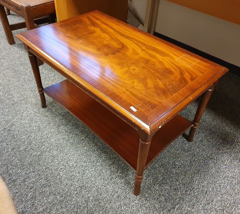 20th century mahogany two-tier rectangular coffee table, a reproduction wine table, further coffee - Image 2 of 2