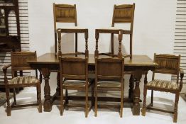 20th century oak rectangular dining table, Old Charm by Wood Brothers, the rectangular oak top on