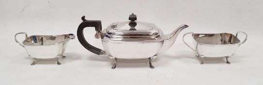 EPNS bachelor's tea service, early 20th century, stamped H.F., comprising a rectangular section