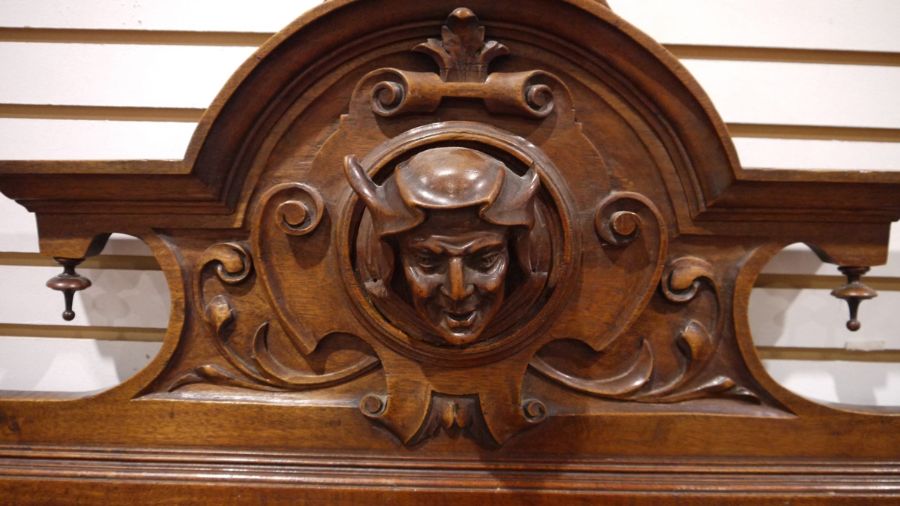 Victorian mahogany Renaissance revival sideboard, the back board with carved jester's mask - Image 2 of 5