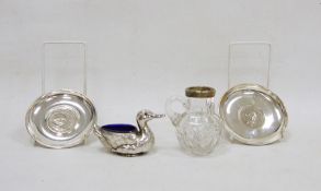 Pair modern silver bonbon dishes, each centred by a Churchill commemorative crown, Edwardian