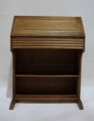 1930's oak student's bureau with shelves under, 76cm x 100cm