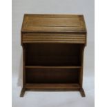 1930's oak student's bureau with shelves under, 76cm x 100cm