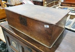 Possibly 18th century oak bible box of plain form