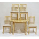 20th century beech extending dining table (105x79.5x75cm) and 4 matching stickback chairs (5)