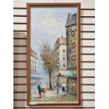 Bernie  Oil on canvas Parisian town scene, signed lower right together with four further landscape