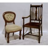 20th century oak carver chair and a further bedroom chair (2) ********** PLEASE NOTE NOW ONLY THE