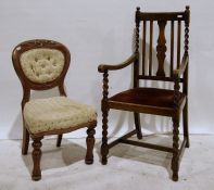 20th century oak carver chair and a further bedroom chair (2) ********** PLEASE NOTE NOW ONLY THE