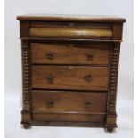 Victorian mahogany chest of four long graduated drawers, the top drawer ogee-moulded and having
