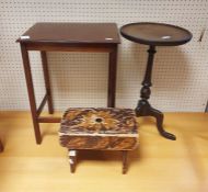 20th century mahogany two-tier rectangular coffee table, a reproduction wine table, further coffee