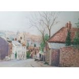 Brian A Coe Pastel Kingsbury Street, signed lower right, paper labels verso, 27.5cm x 39cm