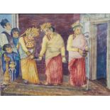 M M Poon (20th century, Nepalese) Watercolours Nepalese scenes, each signed lower right, 27 x