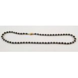 14K gold and lapis lazuli bead necklace, alternating, 40cm long Condition ReportMinor scratches