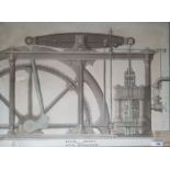 John Mudie (20th century school) Watercolour  Study of Beam engine, signed lower right, 41 x 56cm