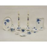 Royal Copenhagen blue and white part dressing table set, 20th century, printed green and blue marks,