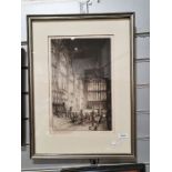 Limited edition Etching of Eton College Chapel, indistinctly signed lower right together with