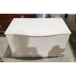 White painted wooden blanket box with painted floral decoration to lid.