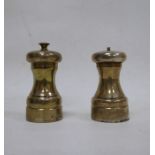 Pair silver mounted salt and pepper grinders, Birmingham 1983, 10.5cm high