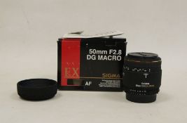 Sigma 50mm 1:2.8 DG Macro lens in box