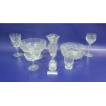 Waterford crystal cut part table service, 20th century, etched marks, cut with fans and petals,