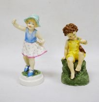 Two Royal Worcester figures of children, mid-20th century, printed black marks, comprising: Friday's