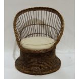 Mid century wicker tub-type chair