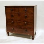 19th century mahogany chest of two short over three long drawers, on turned supports, 106cm x 114.