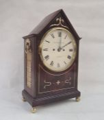 Circa 1800 bracket clock by Robert Roskell & Son, the mahogany triangular top with moulded edge,