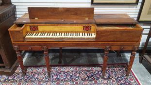 19th century mahogany square piano by Charles Dierkes & Co, marked 'Charles Dierkes & Co Grand