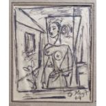 George Keyt (Sri-Lanka 1901-1993) Ink sketch  Study of a figure, signed 'G Keyt' and dated '64 lower