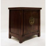 Two Chinese style eastern hardwood bedside cupboards with two doors together with one further