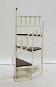 Set of white painted iron-framed three-step library steps