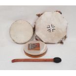 A Hokema kalimba, a tambourine, a drum and beater (4)